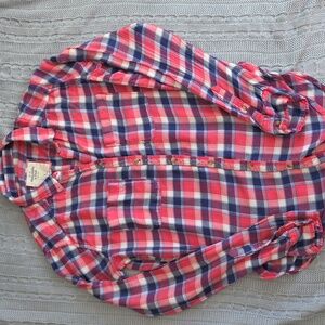 Abercrombie & Fitch Pink Blue Womens Soft Flannel Size Medium EUC